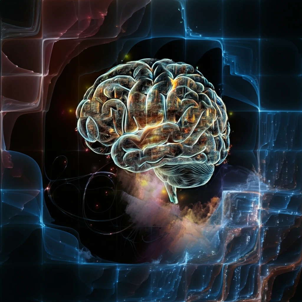 AI brain composed of color textures.