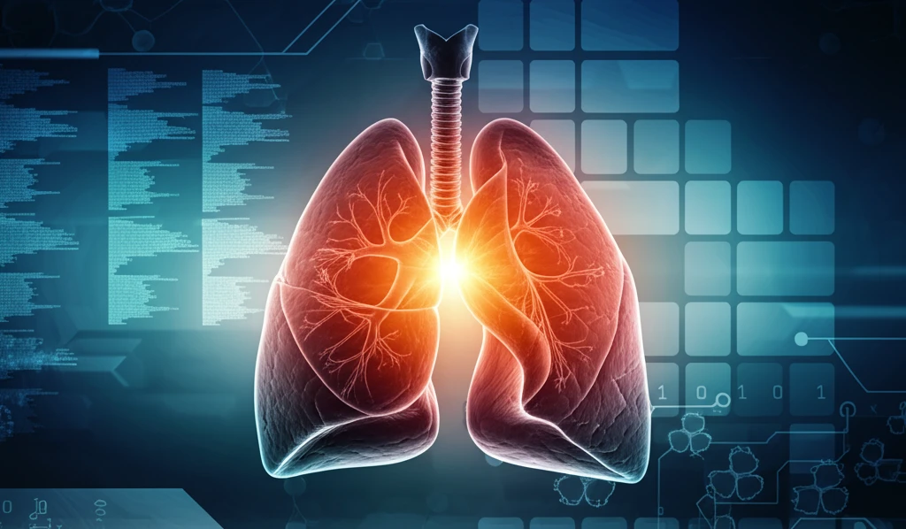 Glowing lung cells representing advanced pulmonary research.
