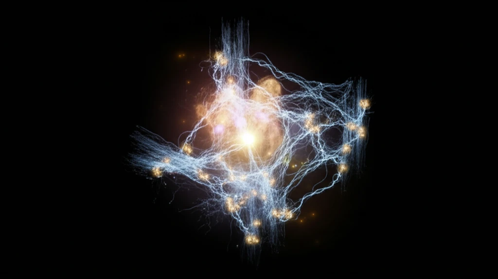 Surreal illustration of intertwined crystal lattices with glowing electron pathways, representing Kondo semiconductors.