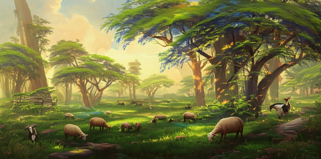 Prosopis juliflora landscape with grazing livestock