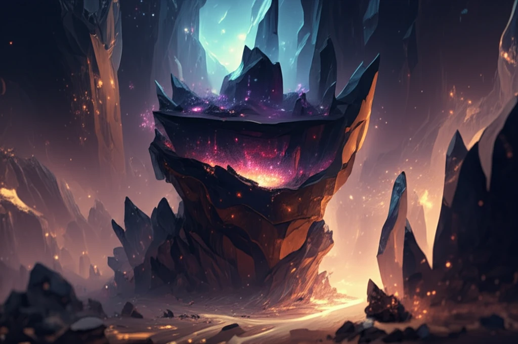 Surreal illustration of layered crystals with glowing connections, symbolizing interlayer interactions in perovskites.