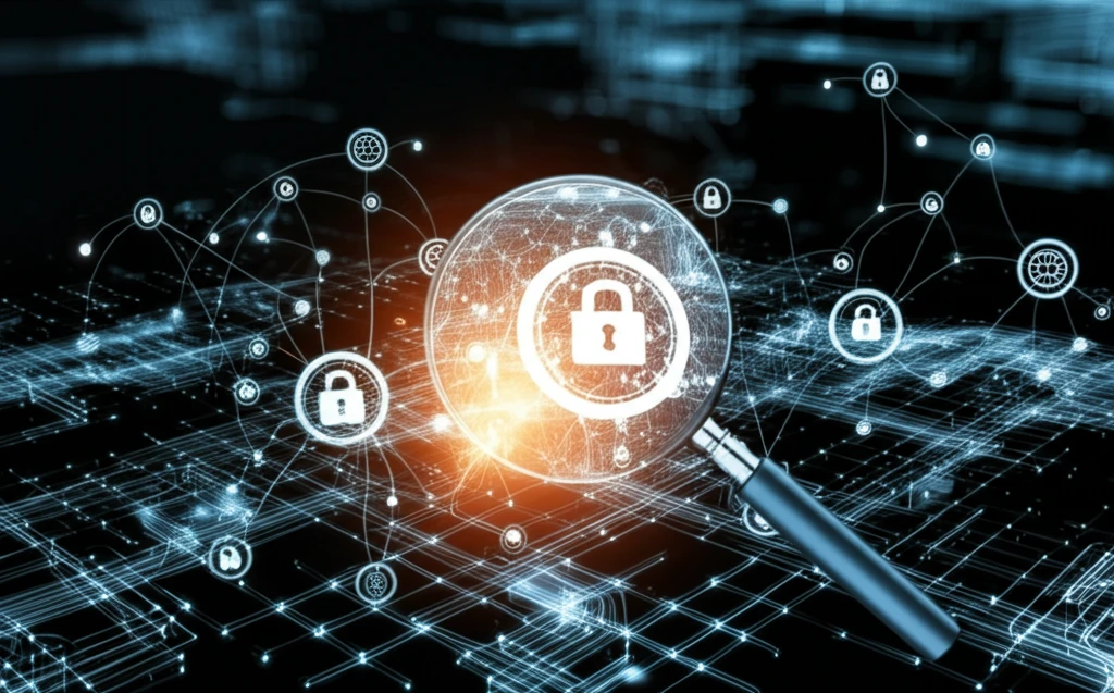 Complex network of interconnected web services undergoing verification.