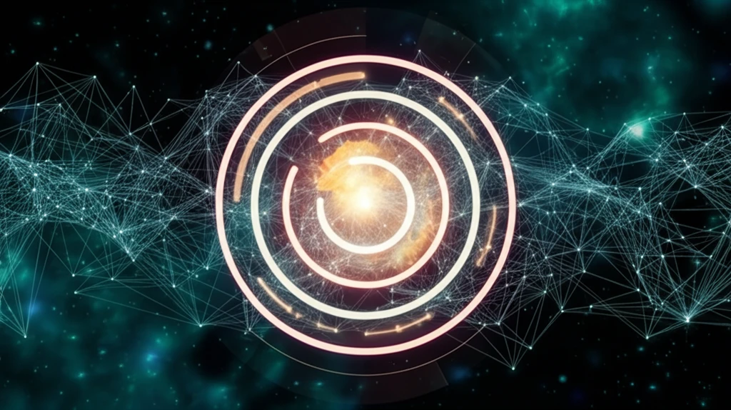 Interconnected glowing nodes forming a web, symbolizing a Hamiltonian cycle.