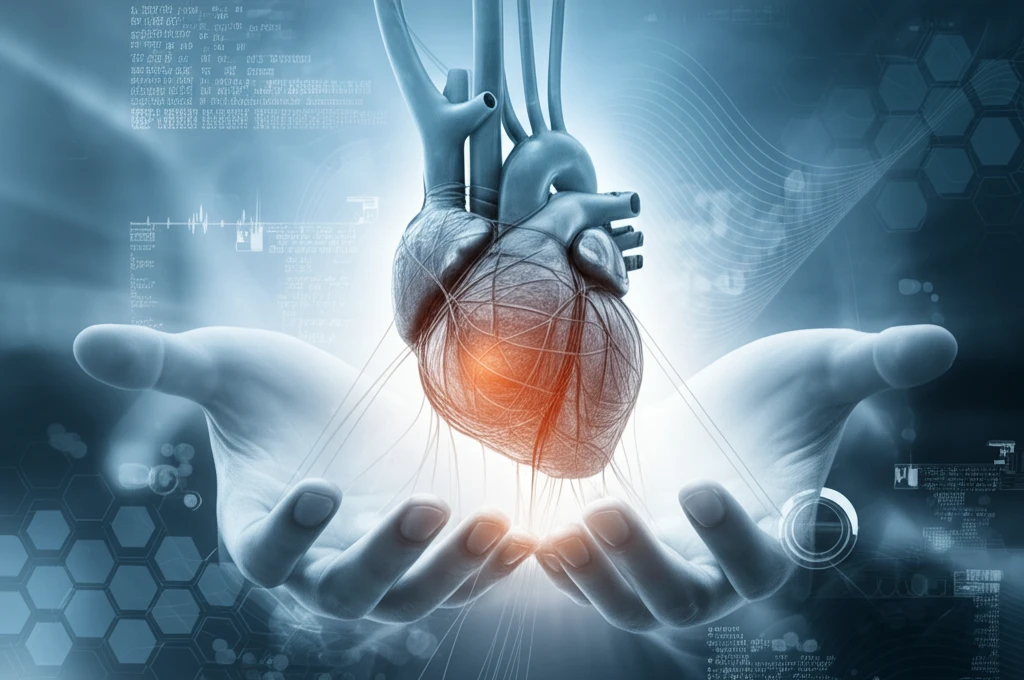 Silk fibroin and polyurethane threads gently cradling a heart