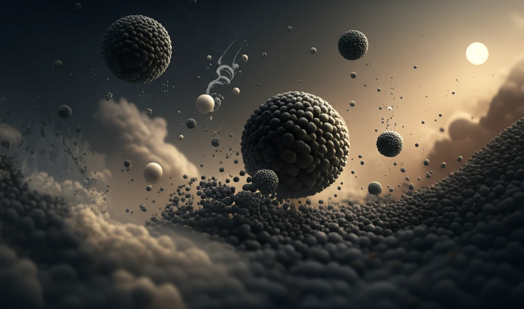 Activated carbon spheres cleaning polluted air.