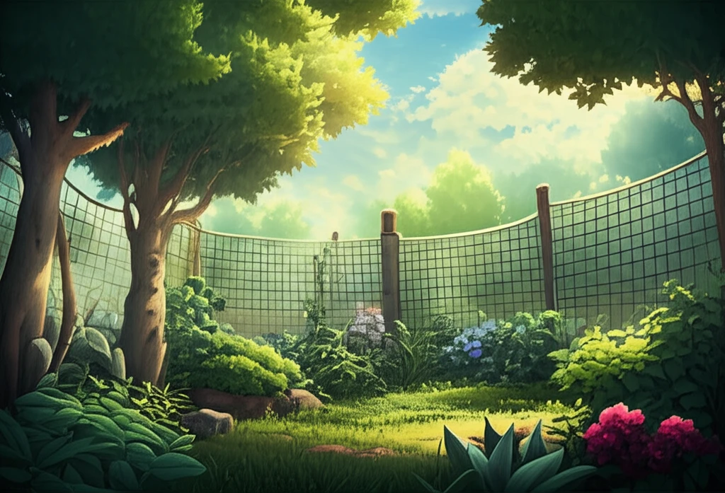 A diverse investment portfolio represented by a flourishing garden protected by a fence.