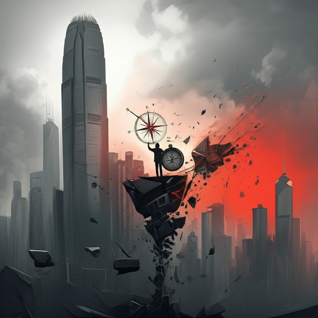 Fragmented cityscape of Hong Kong, symbolizing governance challenges.