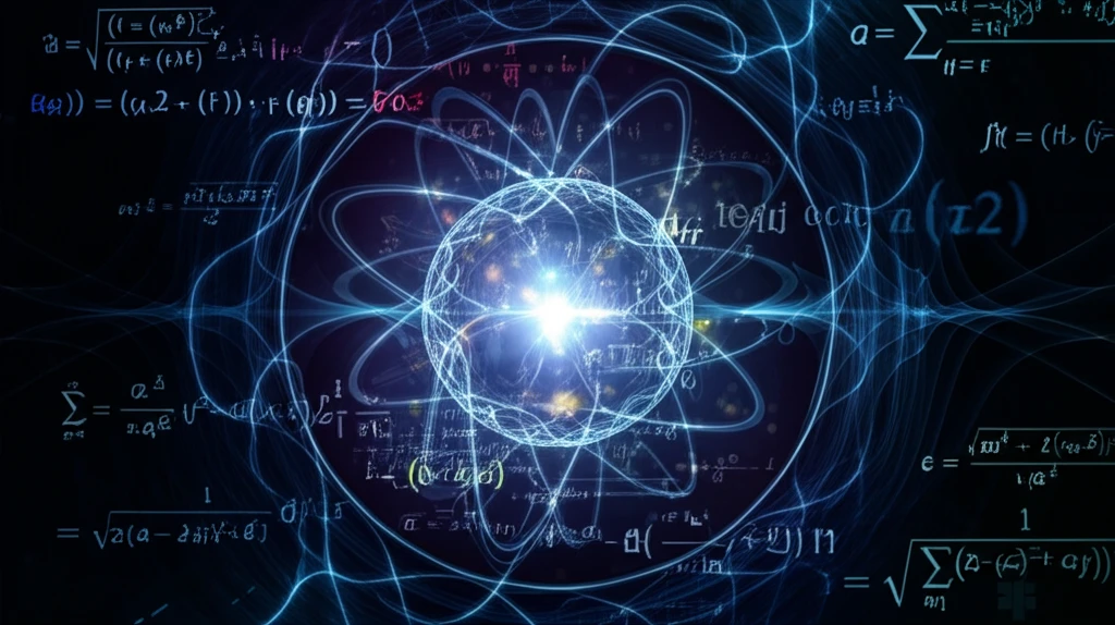 Electromagnetic waves scattering around a sphere with complex equations symbolizing advanced physics.