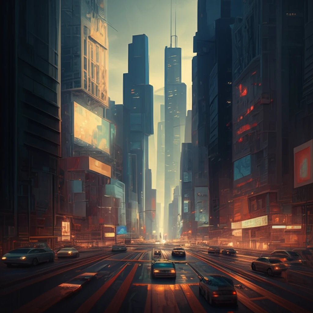 Futuristic cityscape with glowing traffic routes symbolizing efficient urban planning.