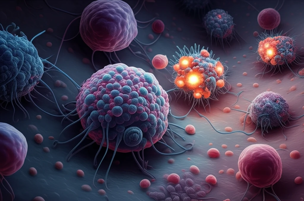 Microscopic view of Entamoeba histolytica interacting with immune cells, highlighting caspase-4, gasdermin D, and IL-1β.
