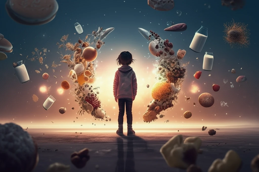 Child protected from food allergens by glowing adiponectin molecules.