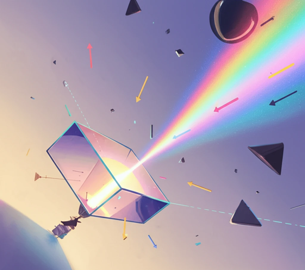 Light refraction illustrated with vector components.