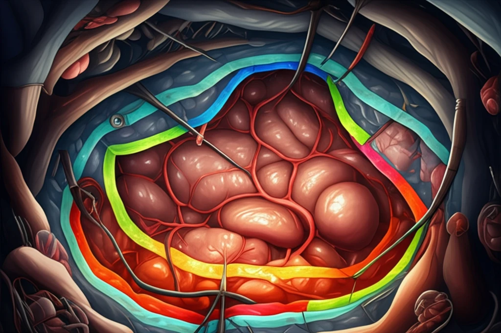 Color-coded surgical margins in pancreatic cancer treatment symbolizing precision and hope.