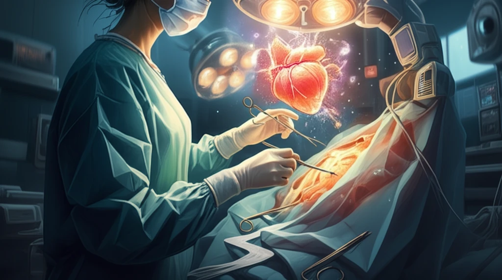 Surreal illustration of a surgeon mastering a complex surgery.