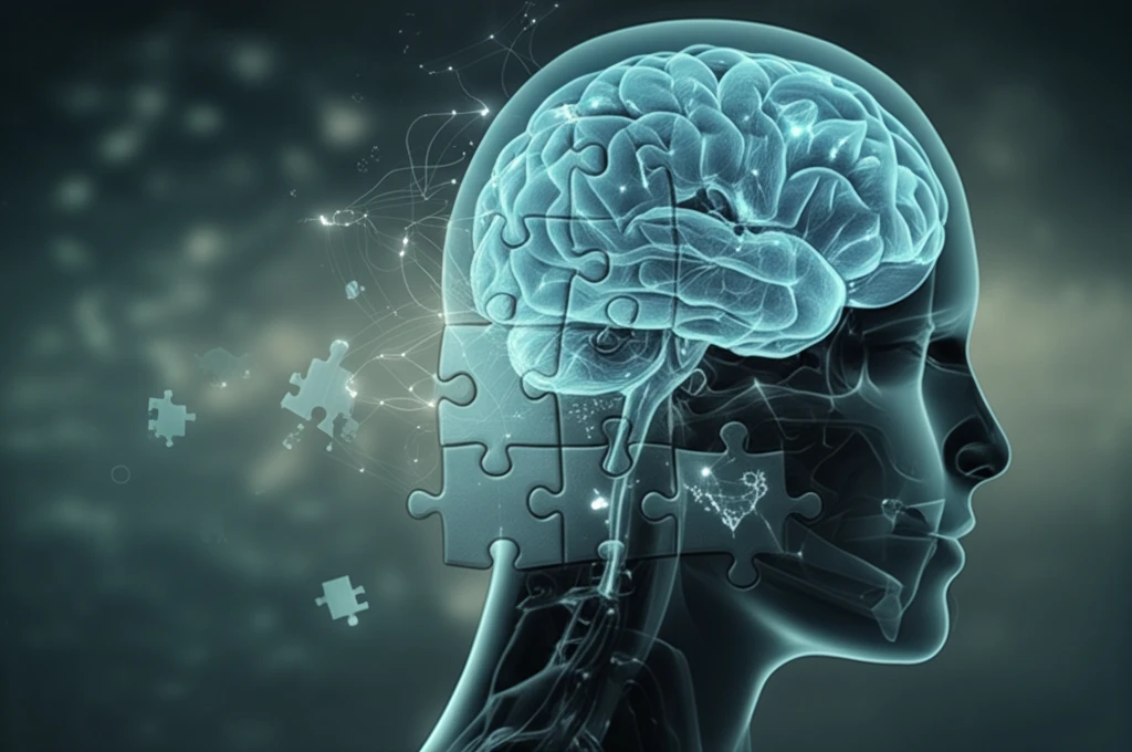 Interconnected brain and heart jigsaw puzzle representing autism and anxiety.