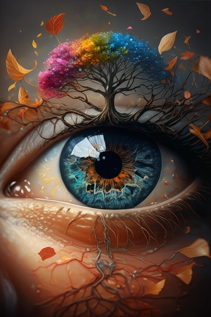 Aging Eye Transforming into Tree of Life