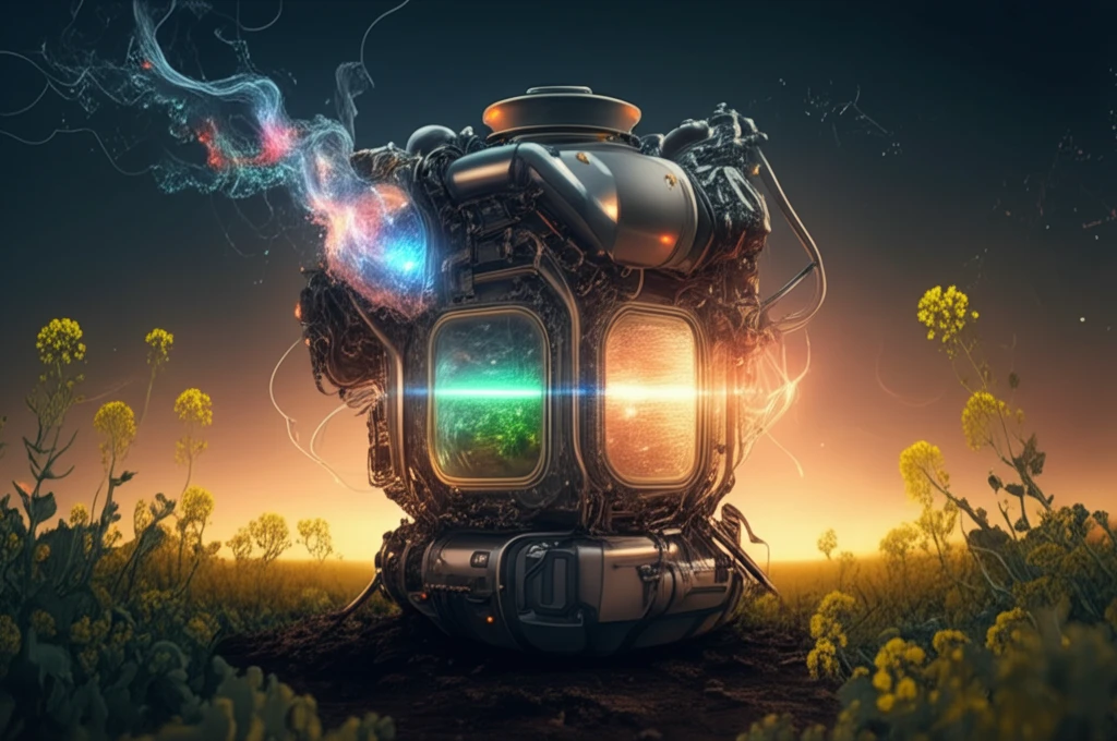 Futuristic engine with clean energy streams