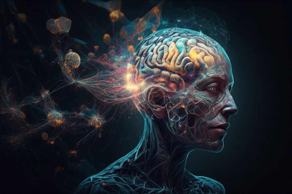 A vibrant, glowing brain representing creative potential in older adults.