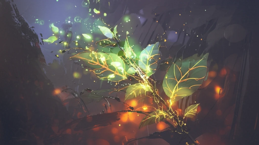 Interconnected leaves symbolizing AI in botany.