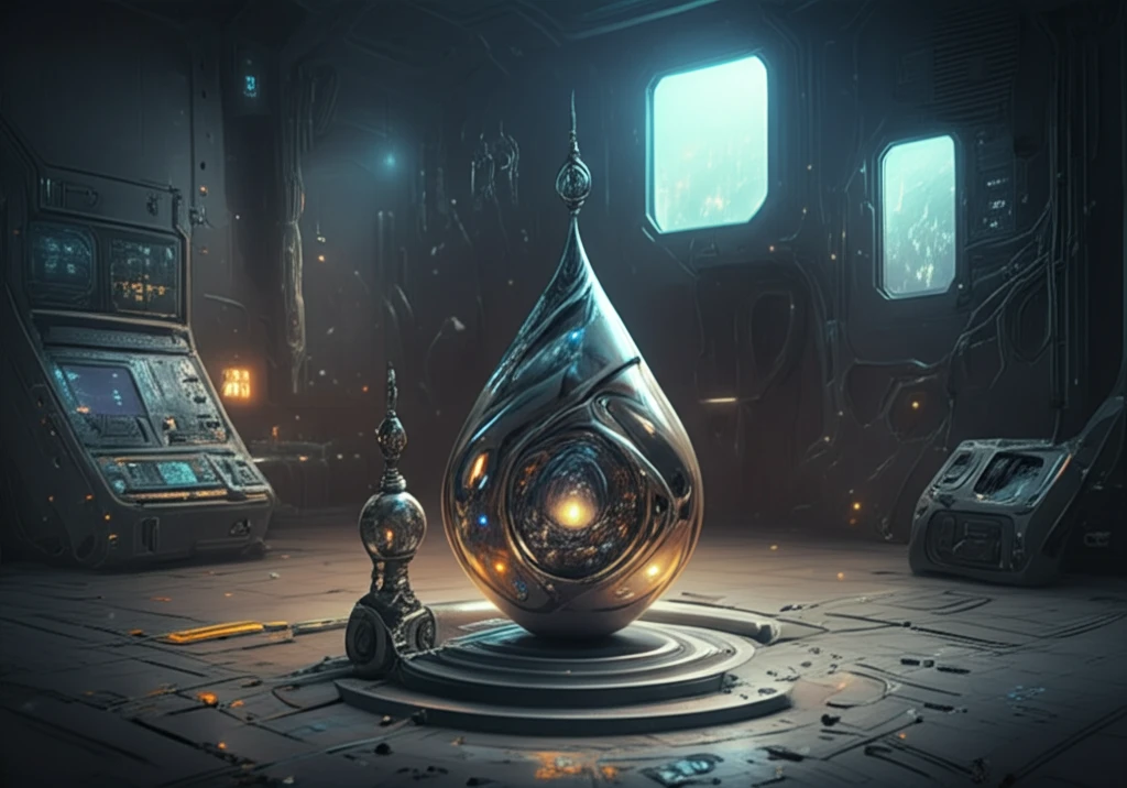 Liquid metal transforming into various shapes, symbolizing innovation.