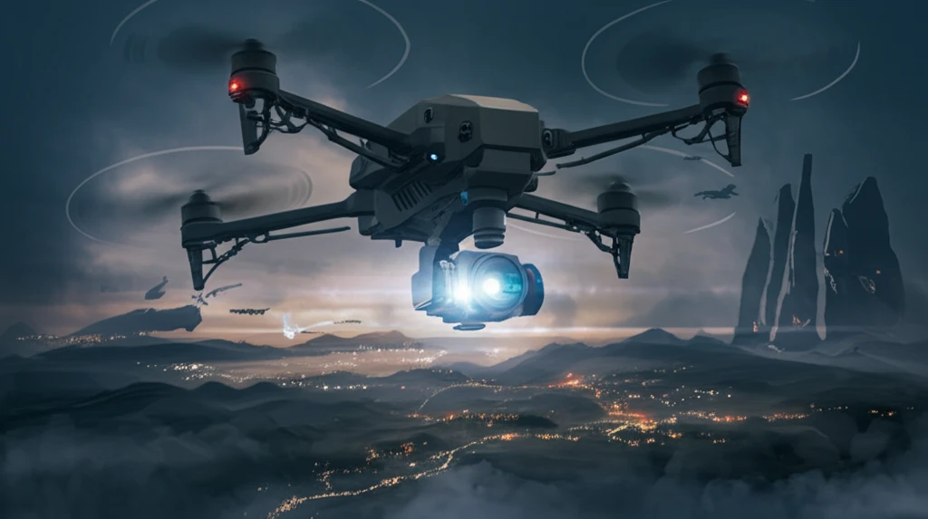 Airborne camera system capturing high-resolution aerial images.