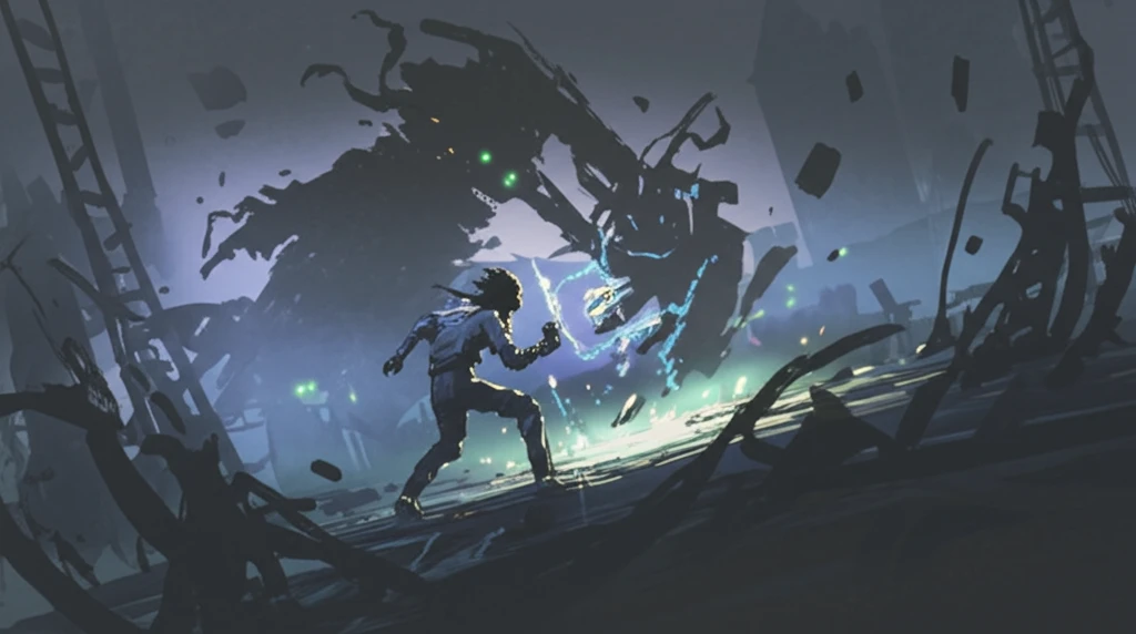 Video Game Character Battling Piracy