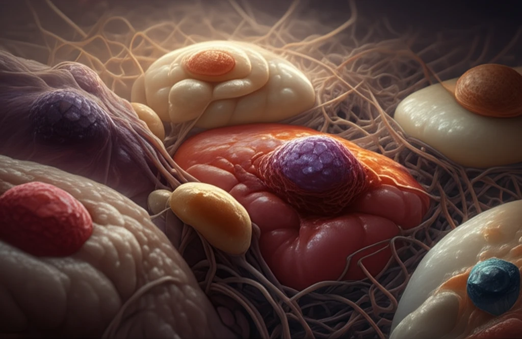 Macrophages influencing fat cell conversion.
