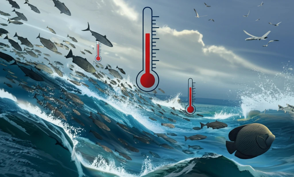 New England fish populations amidst ocean currents and rising temperatures.