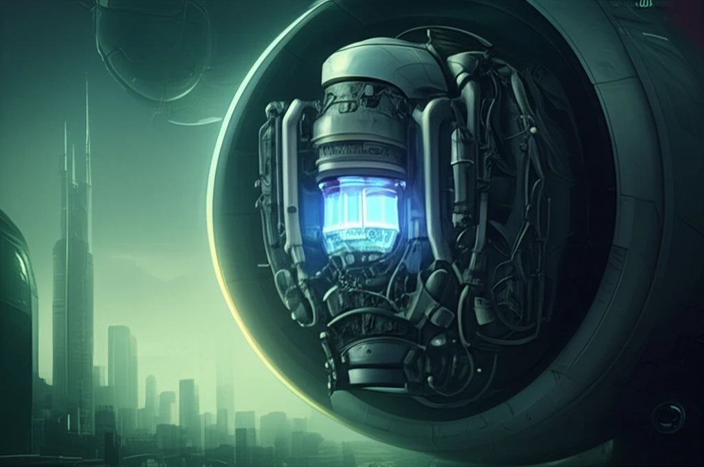 Futuristic hydrogen engine concept for clean urban transport.