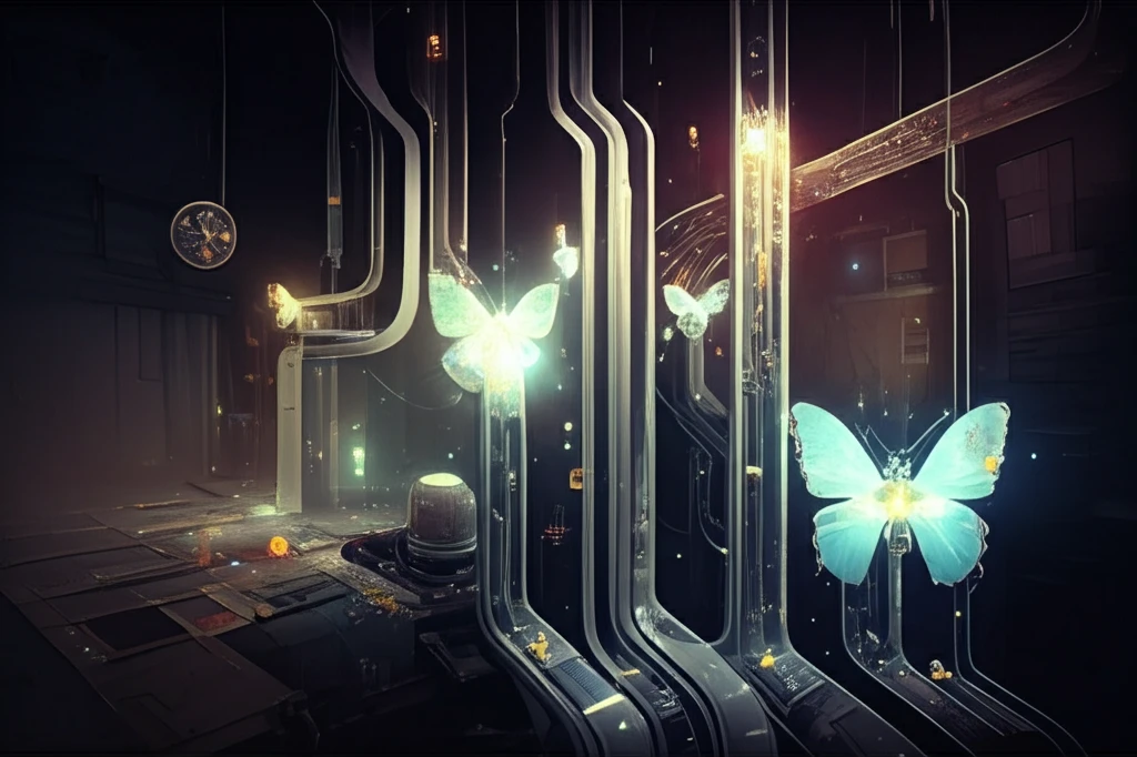 Futuristic cooling system with butterfly-shaped components for enhanced heat transfer.