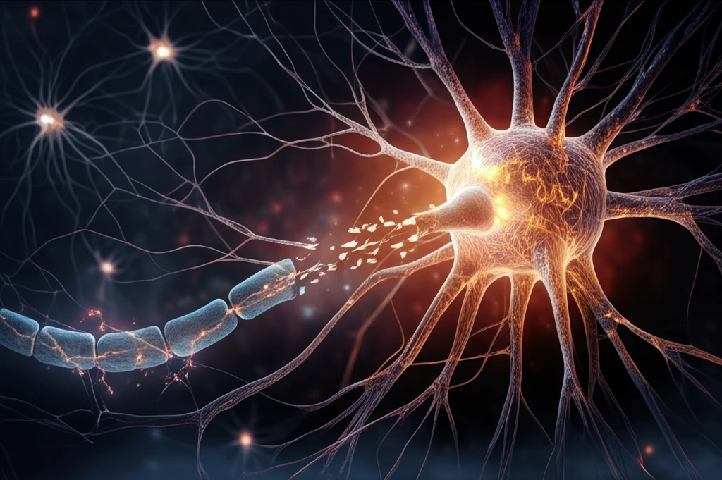 A surreal depiction of nerve regeneration, highlighting the reconnection of neural pathways.