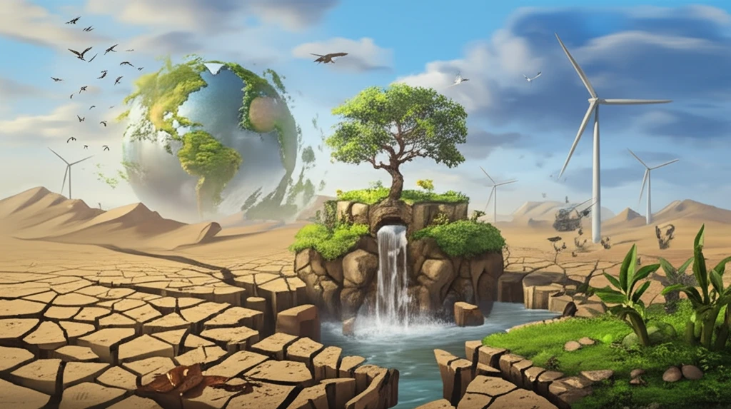 Jordan's landscape merging with environmental protection symbols.