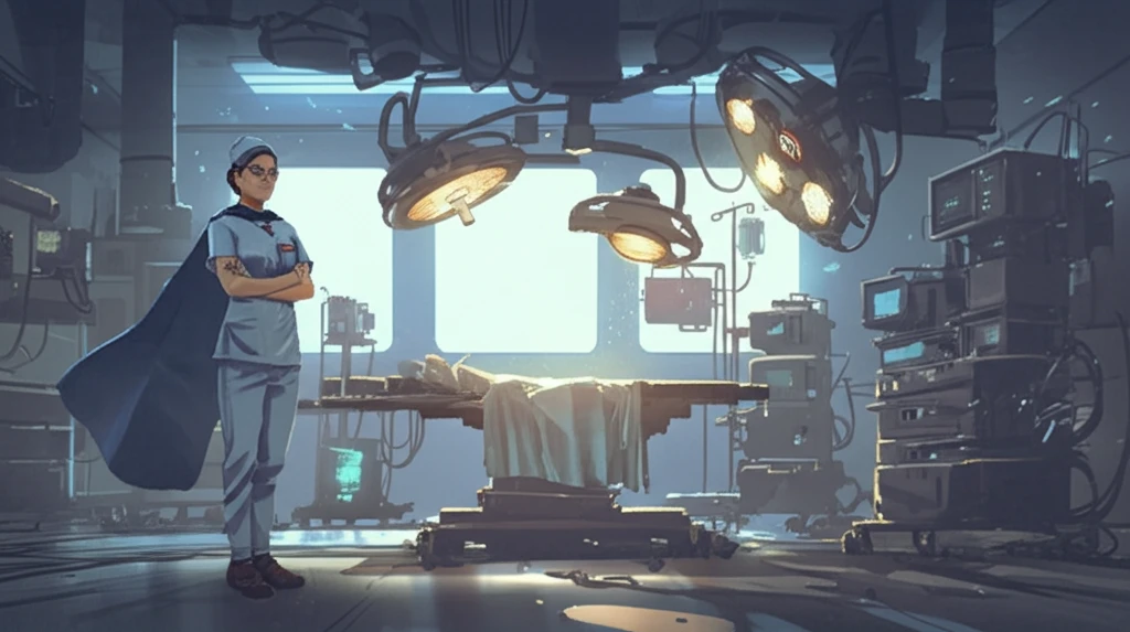 Confident nurse manager in a high-tech operating room.