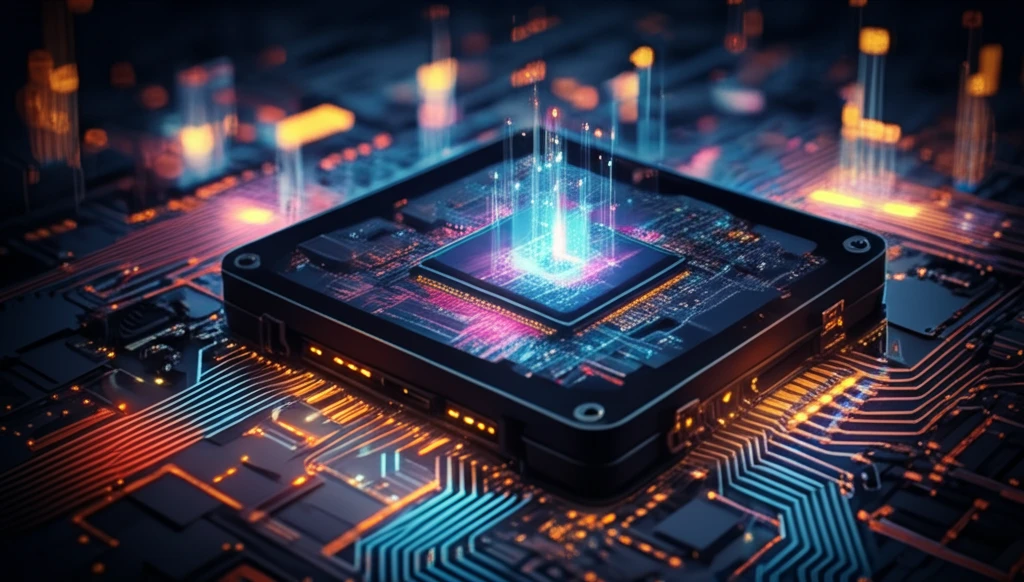 Dynamic data landscape inside an SSD, symbolizing self-adaptive algorithms.