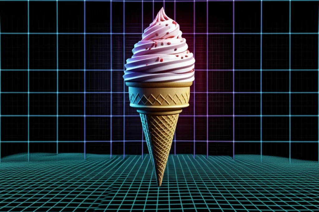 Conic Optimization: Mathematical cone intersecting a grid.