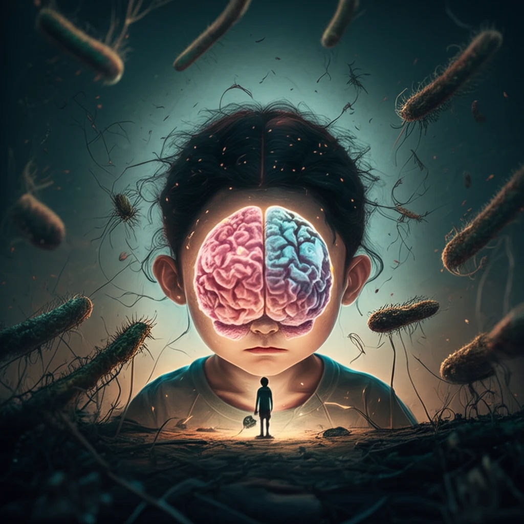 Illustration of a child's brain protected from infection
