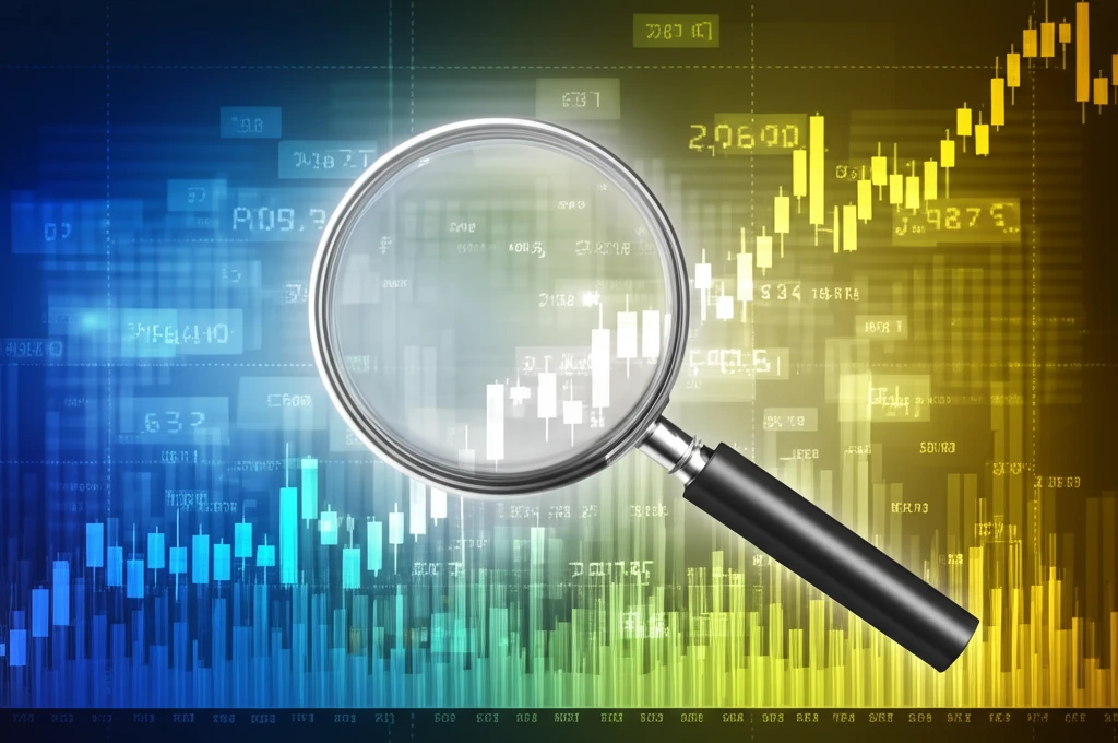 Data analytics magnifying glass reveals hidden financial insights