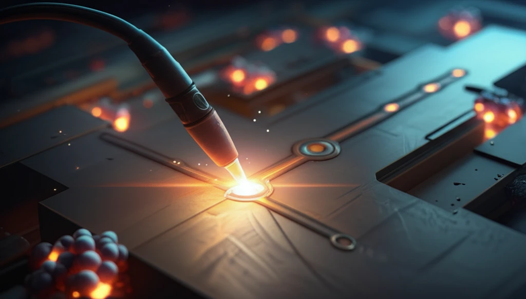 Surreal digital illustration of TIG welding with enhanced zinc fusion.