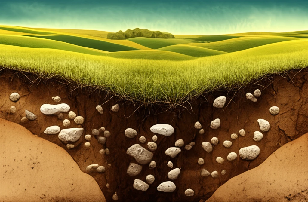 Cross-section of Kastanozem soil in Turkey, showing distinct layers.