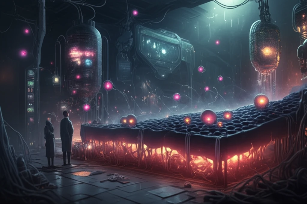 Futuristic lab with glowing proton exchange membrane