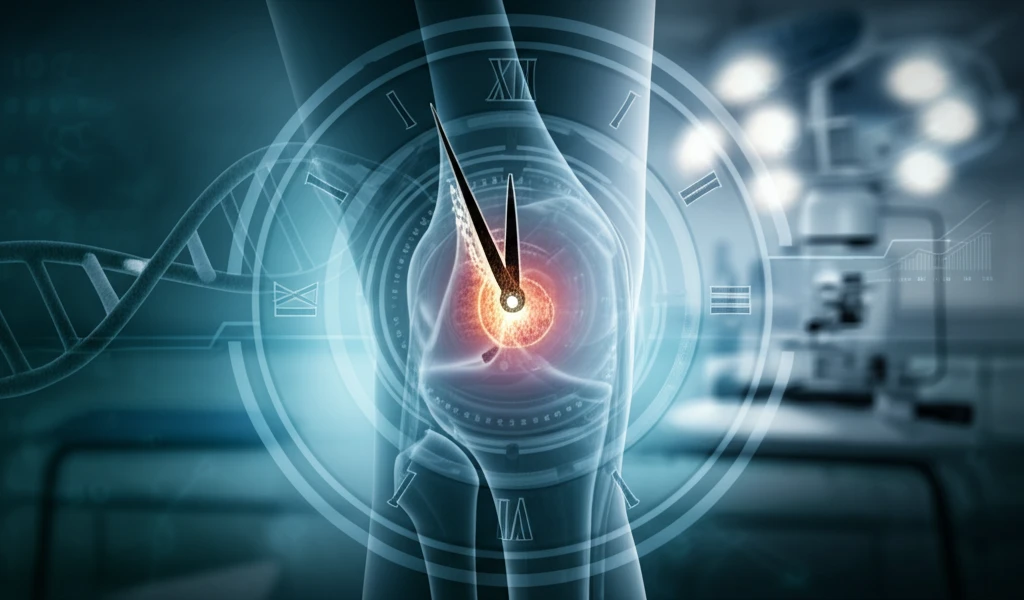 Conceptual illustration representing ACL reconstruction timing.