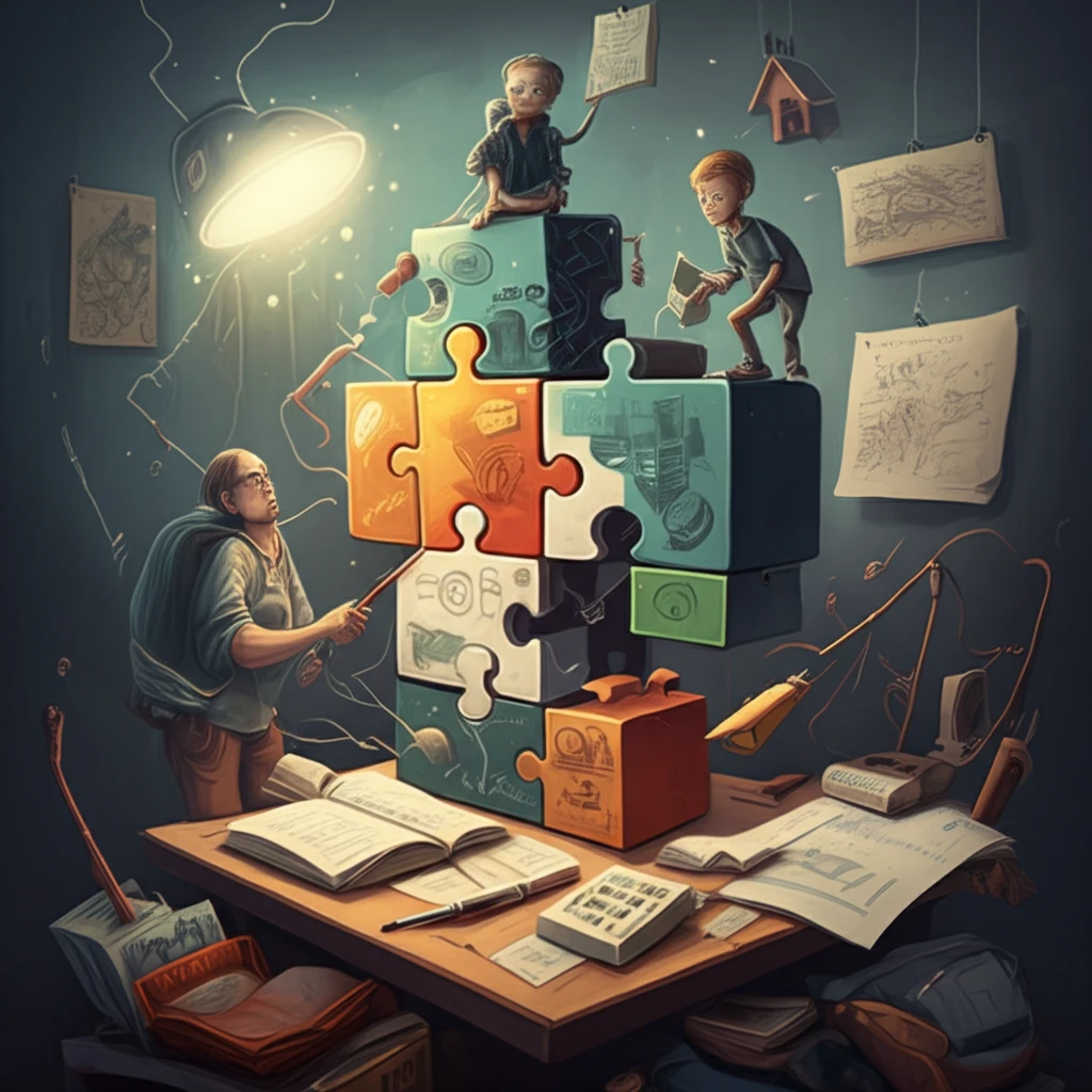 Collaborative puzzle solving symbolizing action learning in education.