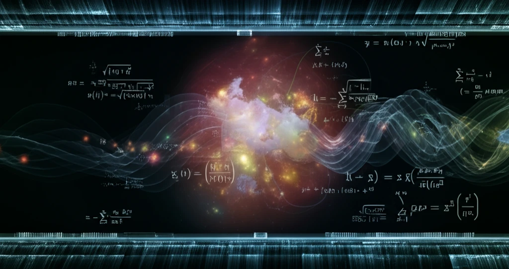 Interconnected cellular processes visualized as a complex network, with mathematical equations floating amidst.