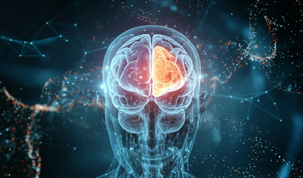 Surreal illustration of a brain highlighting the anteromedial temporal region (AMTR).