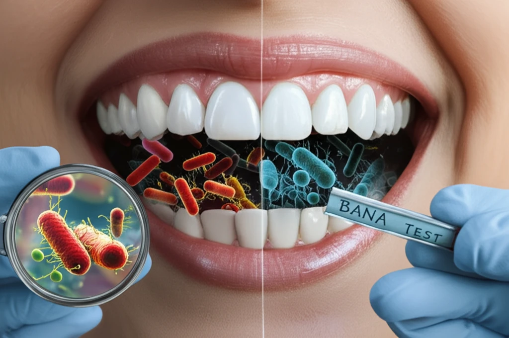 Illustration of the BANA test revealing hidden bacteria in the mouth.