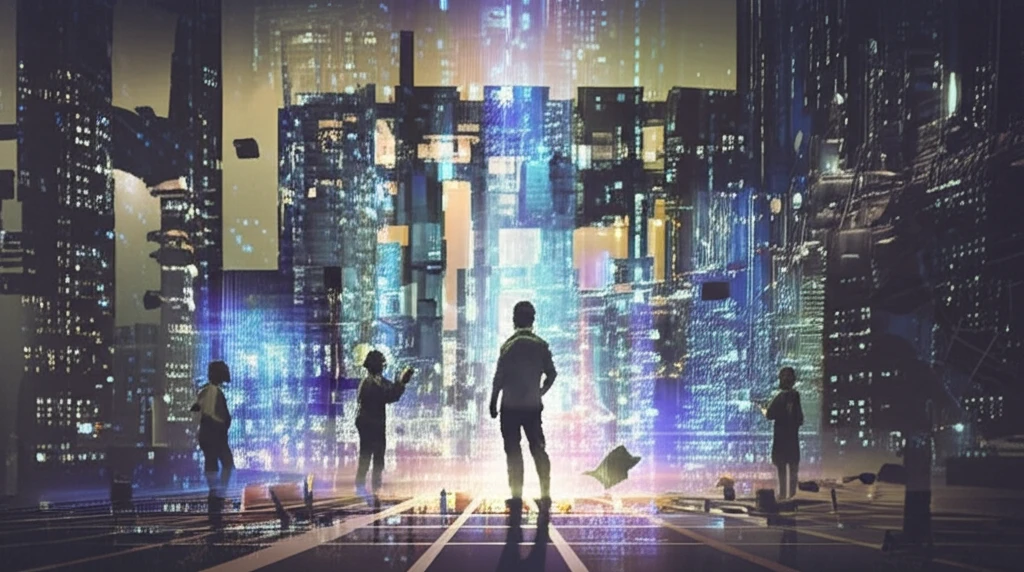 Futuristic cityscape representing a diverse and successful investment portfolio.