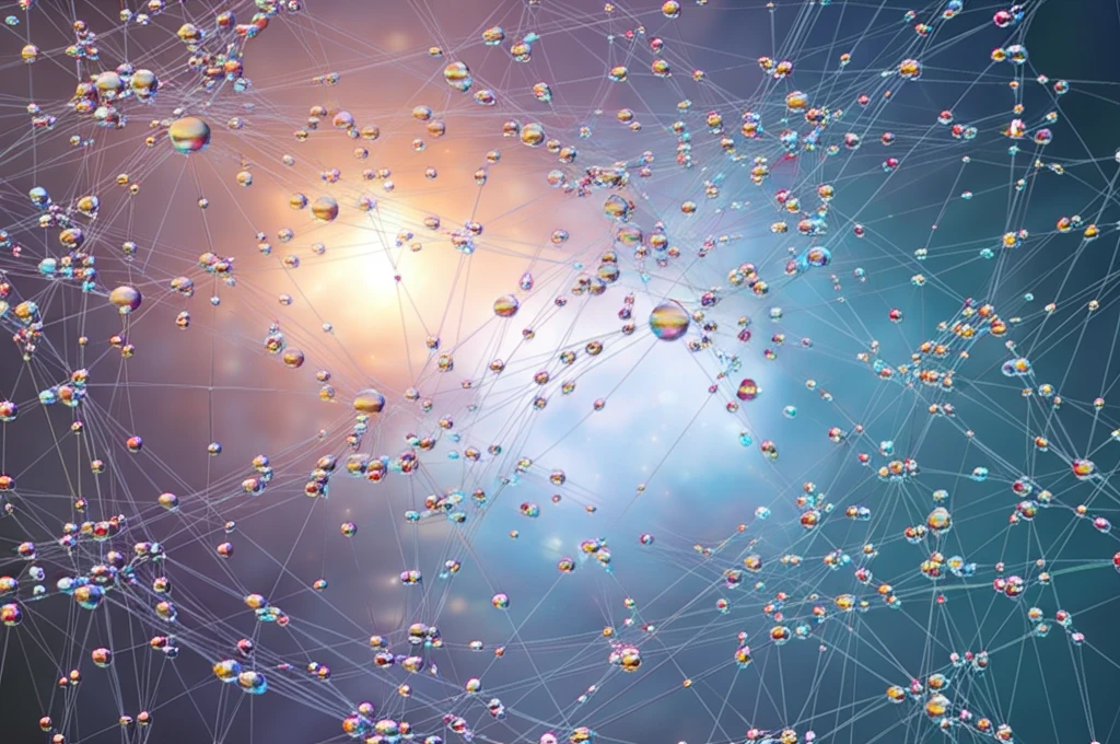 Interconnected network of glowing nodes and lines.