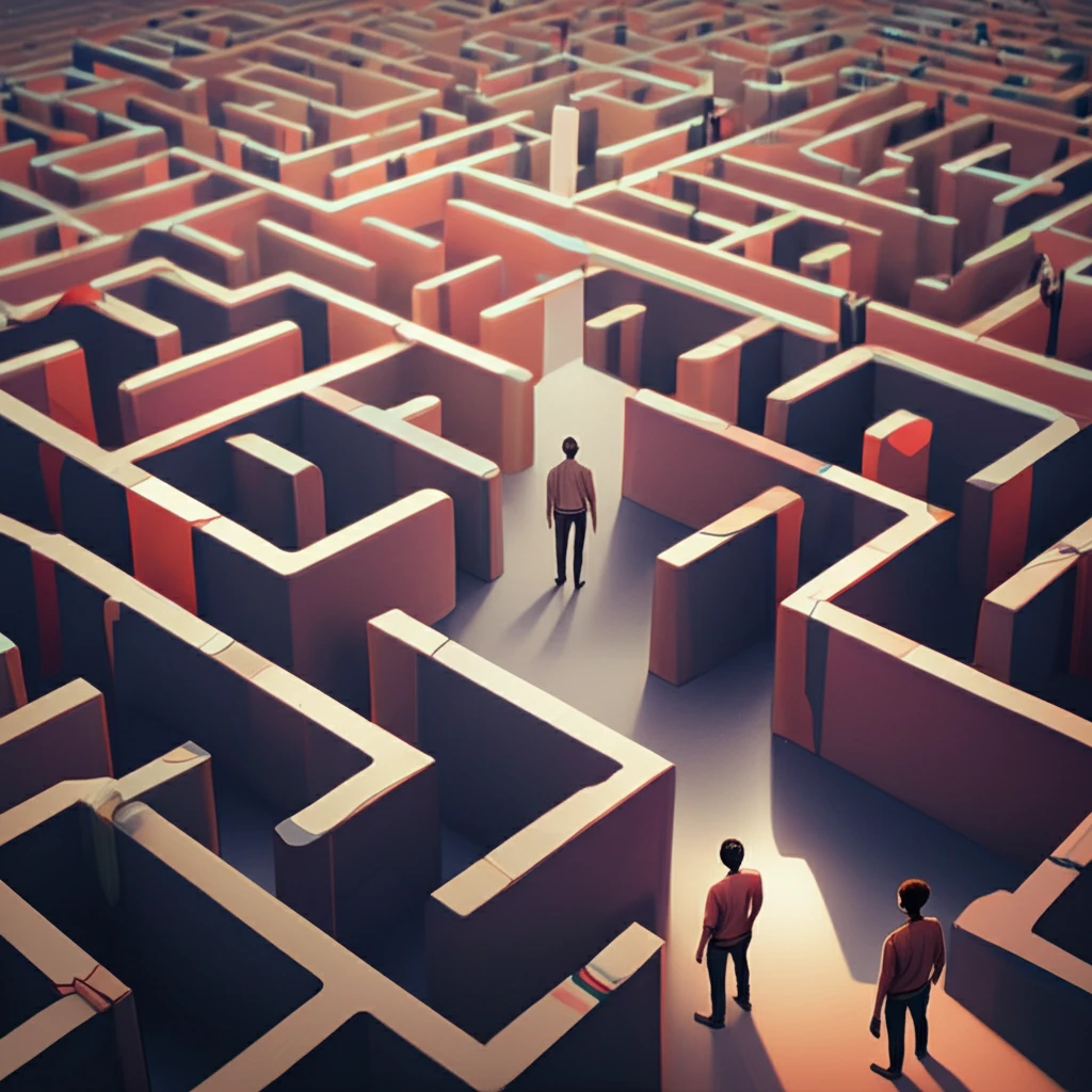 Men navigating a labyrinth representing the need for tailored mental health programs.