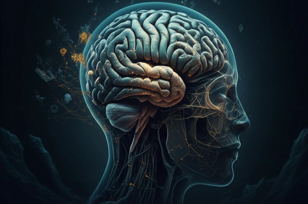 Surreal illustration of a brain intertwined with leadership symbols, representing psychodynamic leadership.