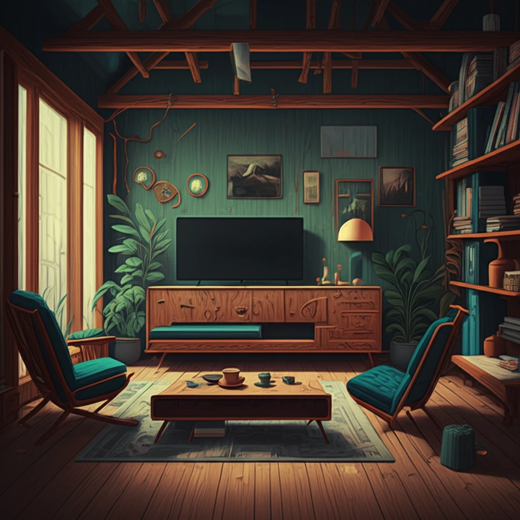 Modern home interior featuring furniture made from particle board with visible banana fiber texture.